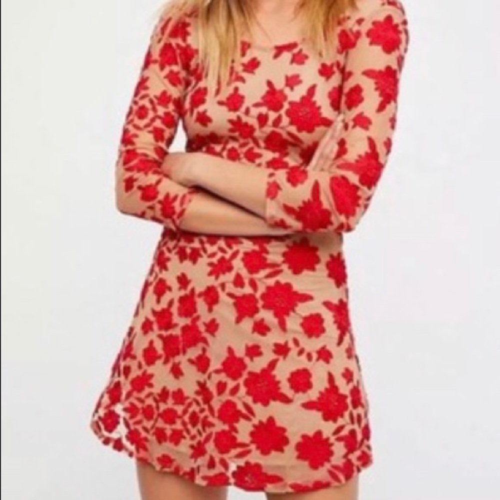 For Love & Lemons Rouge Lace Mini Cocktail Dress